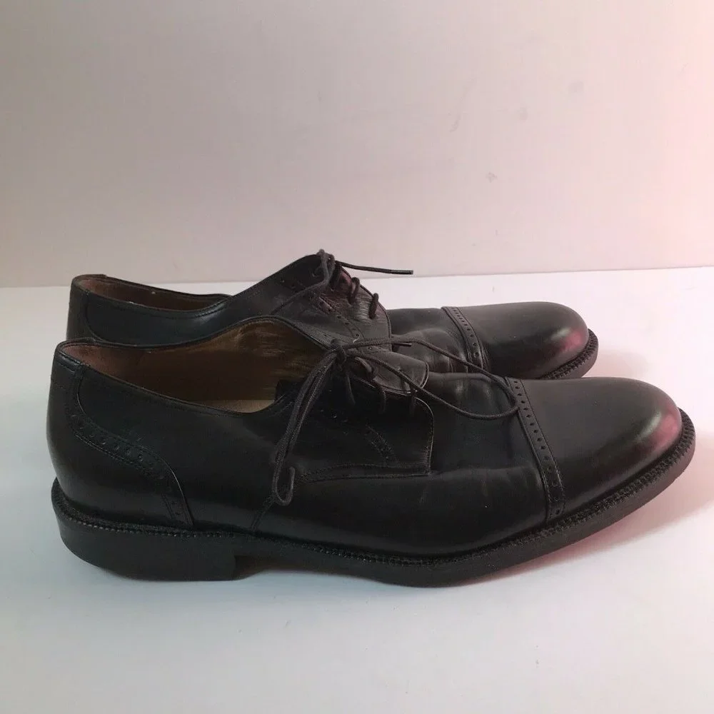Johnston Murphy‎ Signature Series Black Leather Cap Toe Derby Shoes 10.5 M 13501